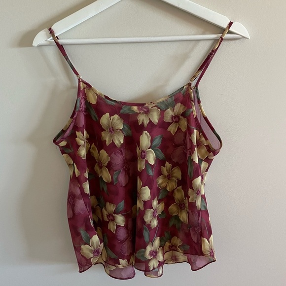 Vintage Floral Semi Sheer Camisole Tank Top Size Small - Picture 5 of 8